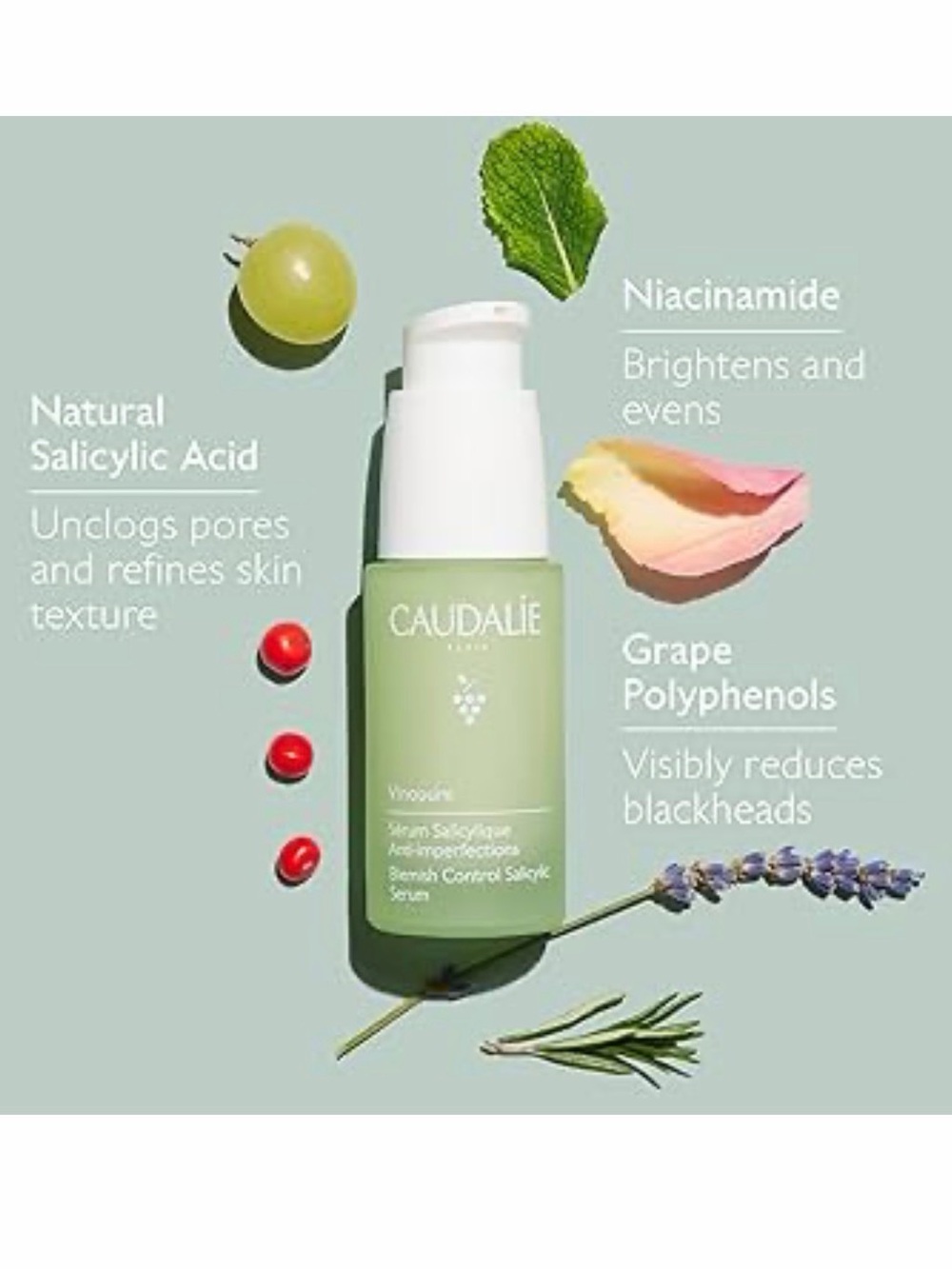 NEW • Caudalie • Women’s Vinopure Natural Salicylic Acid Pore Minimizing Serum - Picture 1 of 4